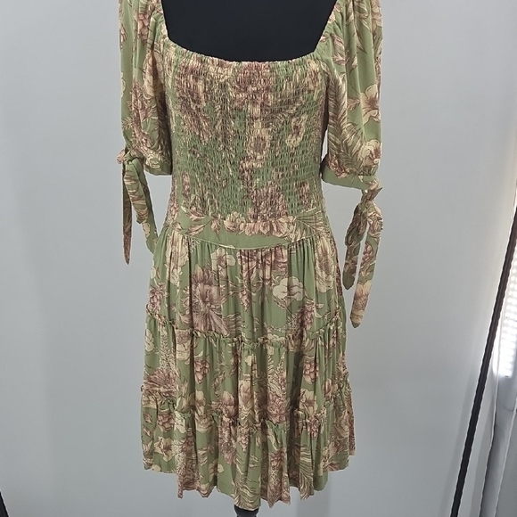 Aguabendita Green and Brown Floral Midi Dress With Pockets NWT - Picture 14 of 16
